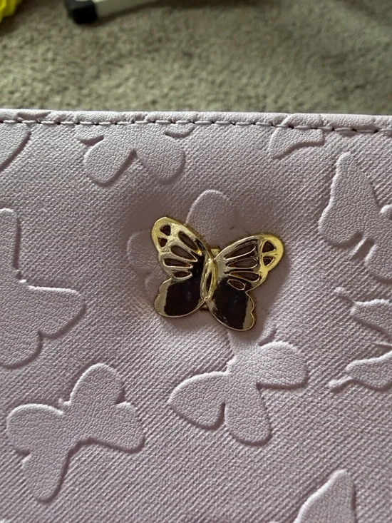 Butterfly-Embossed Double Zip Wallet - Lavender - Picture 4 of 10